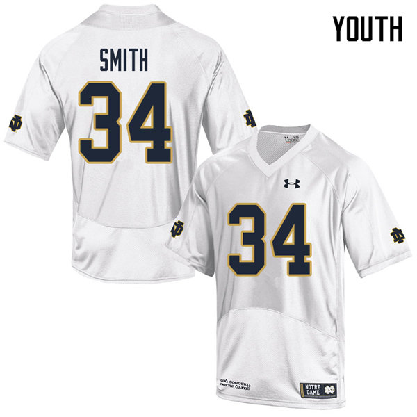 Youth #34 Jahmir Smith Notre Dame Fighting Irish College Football Jerseys Sale-White